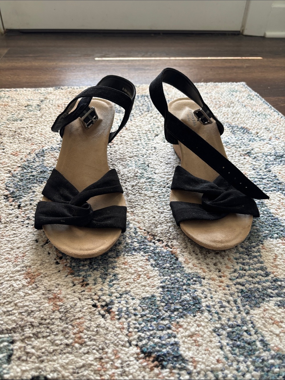 St. John's Bay Black Knot Front Ankle Strap Sandals